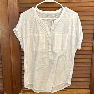 Lucky Brand White Henley Tee Shirt